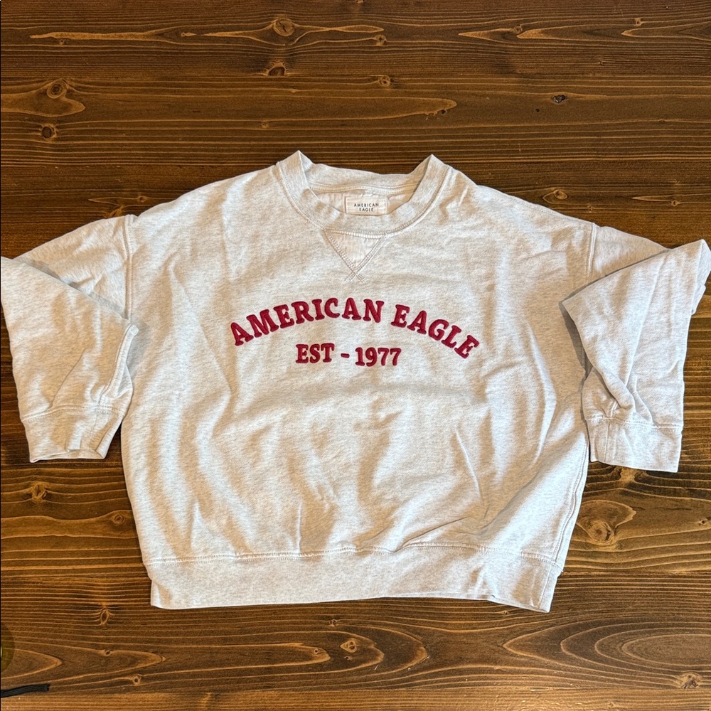 American Eagle Cropped Embroidered Crewneck
